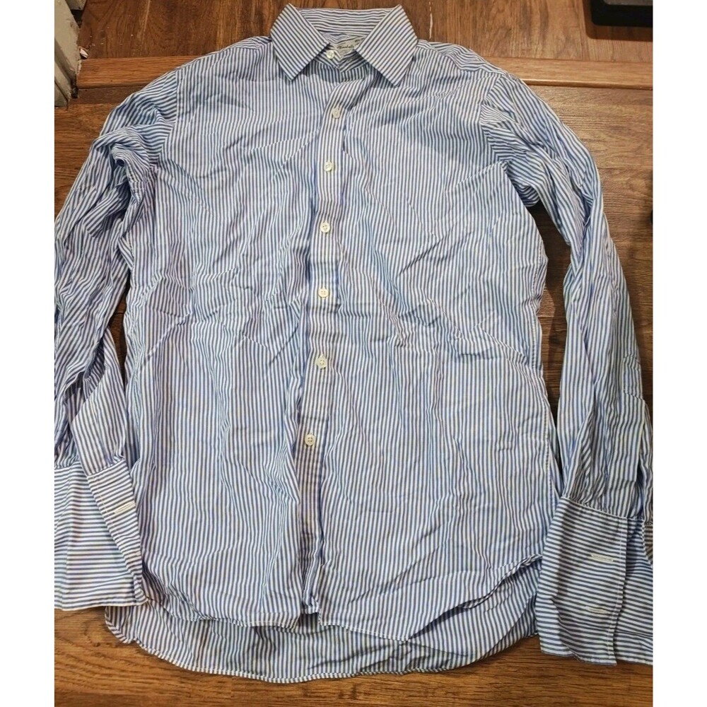 Turnbull & Asser Mens 15.5 x 39 Dress Shirt Made In England Striped French Cuffs